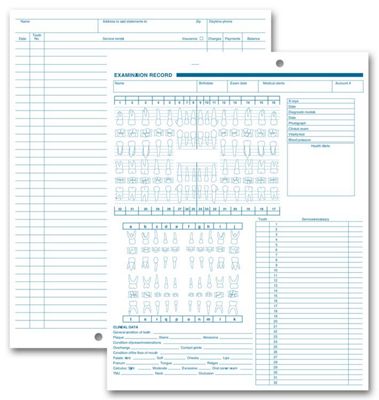 Dental Exam Record, Anatomic and Periodontic Diagrams 1057V