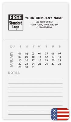 BIC Magnetic Rectangle Calendar with Notepad 108757