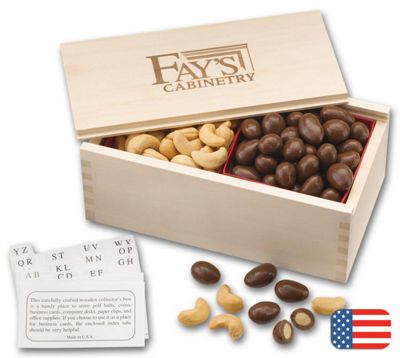 Chocolate Almonds and Cashew Filled Wooden Collectors Box 108792