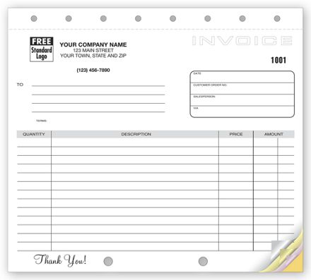 Classic Design, Lined Small Format Invoices
