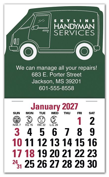 2027 Stick Up Calendar Van