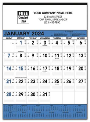 Blue and Black Contractors Memo Calendar 109398