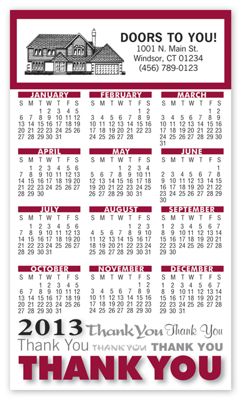 Red Thank You Magnet Calendar 109409