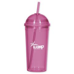 Double Wall Acrylic Domed Tumbler With Straw, 24 Oz.