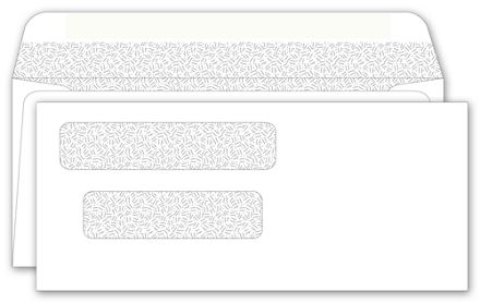 Double Window Confidential Envelope 8 X 3 1/2, Gummed Seal