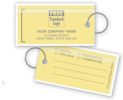 Real Estate Key Tags, Yellow 1157