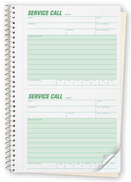 Phone Message Book -  Service Call Book