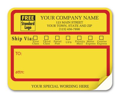 Jumbo Mailing Labels w/ Ship Via Check Boxes, Padded