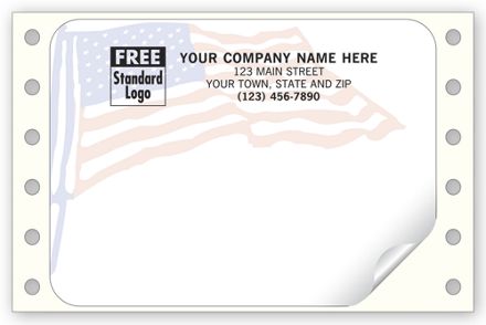 American Flag Mailing Labels, Continuous, White