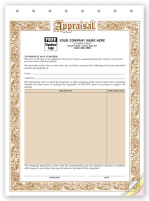 Appraisal Form - Jewelry Appraisal Forms 128