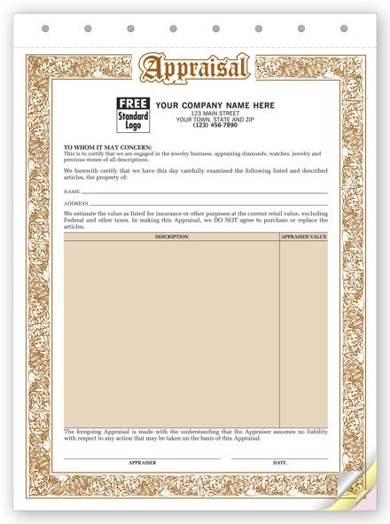 Appraisal Form - Jewelry Appraisal Forms