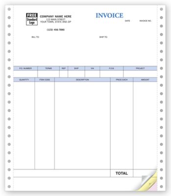 Product Invoices, Continuous, Classic - Quickbooks Compatible 13051