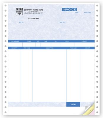 Product Invoices, Continuous, Parchment - Quickbooks Compatible 13051G