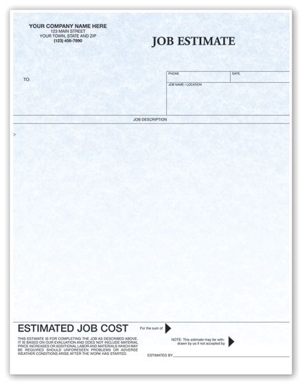 Laser Job Estimate Parchment