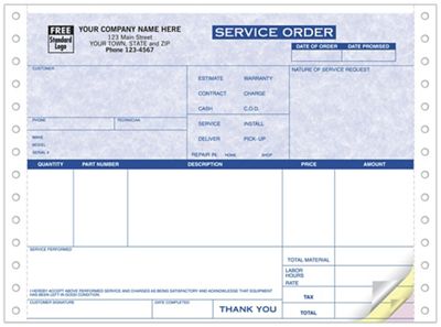 Continuous Service Work Order Parchment 13183G