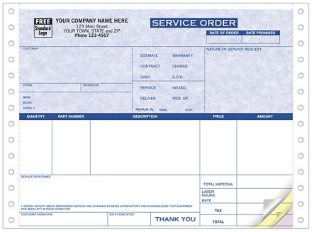 Continuous Service Work Order Parchment