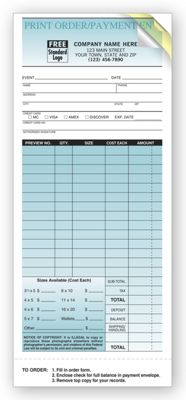 Photo Order Form with Envelope - Sales Orders 133