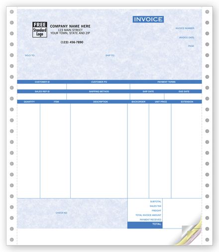 Product Invoices, Continuous, Parchment