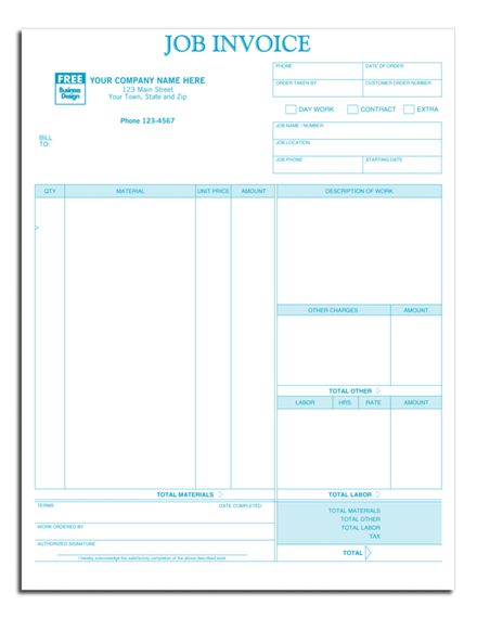 Classic Laser/Inkjet Job Invoice