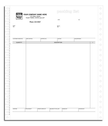 Continuous Packing List