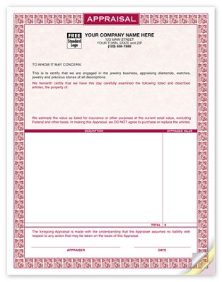 Laser Appraisal Form Parchment 13643G