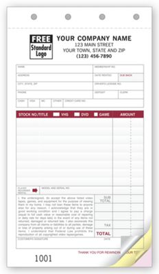Video Rental Forms - Sets 138