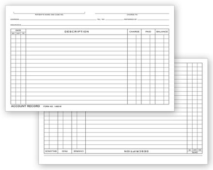 Account Record Billing Card, Single Entry