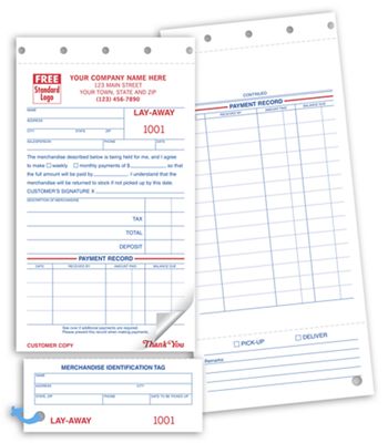 Layaway Forms - 4 1/4 x 8 1/2 - Set 147