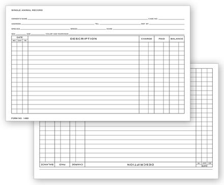 Single Animal Exam Records, Horizontal