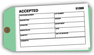 Accepted Material Control Tag 15008