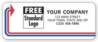 Advertising Labels, White with Red/Blue Arrows 1502