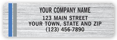 Advertising Labels, Chrome Poly with Blue/Gray Stripes