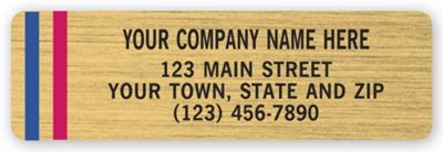 Advertising Labels, Gold Poly Film with Red/Blue Stripes 1509
