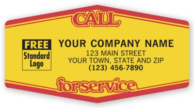 Call For Service, Tuff Shield Labels, Yellow with Red