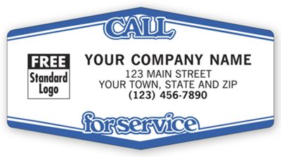 Call For Service Tuff Shield Labels, White with Blue