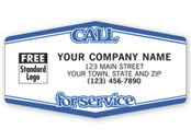 Call For Service Tuff Shield Labels, White with Blue