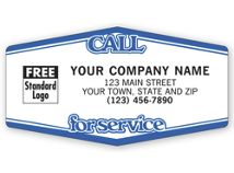 Call For Service Tuff Shield Labels, White with Blue