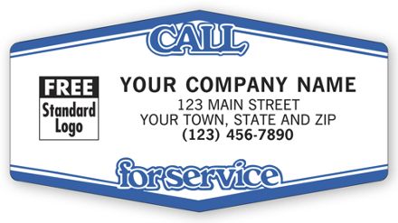 Call For Service Tuff Shield Labels, White with Blue