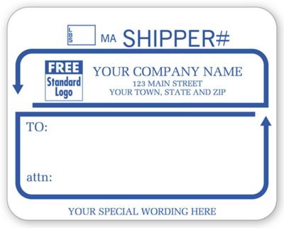 Jumbo Shipping Labels with Ups #, Padded, White with Blue