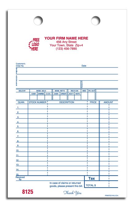 Register Forms, Parts, Cash & Carry