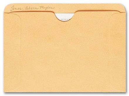 Straight Tab Card File Pocket, 4 1/2 x 6 1/8, Buff