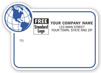 Mailing Labels w/ Globe Design, Padded, Blue Border 1678