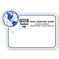 Mailing Labels w/ Globe Design, Padded, Blue Border