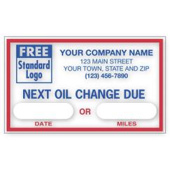 Static Cling Windshield Labels, Next Oil Change Due