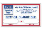 Removable Adhesive Windshield Labels, Next Oil Change Due