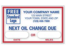 Removable Adhesive Windshield Labels, Next Oil Change Due