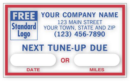 Next Tune-Up, Removable Adhesive Windshield Labels