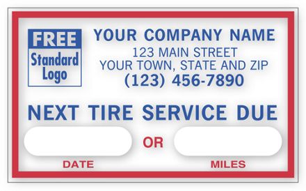 Next Tire Service, Removable Adhesive Windshield Labels