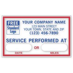 Service Performed At, Static Cling Windshield Labels