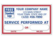 Service Performed At, Removable Adhesive Windshield Labels